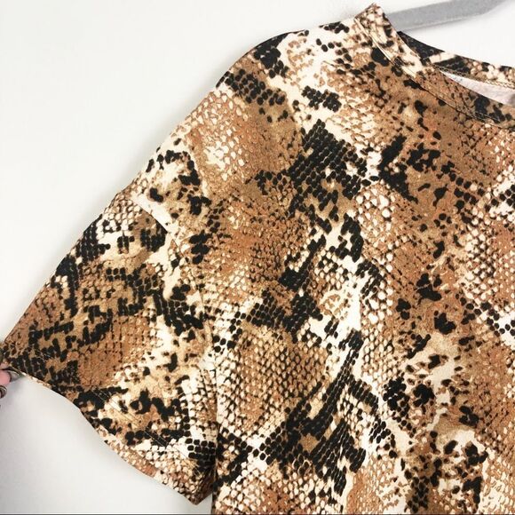 ZARA | Snakeskin Print Graphic Tee Short Sleeve NEW!Women’s Size Small Brown - Picture 4 of 10